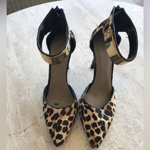 Gianni Bini Leopard Print Ankle Strap Heels